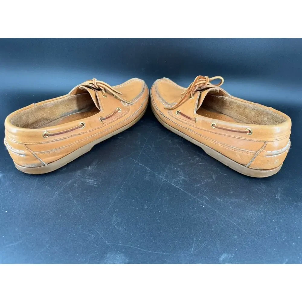 Life Outdoors Mason Shoe Mens 13 AA Tan Leather Boat Deck Shoes Moc Toe Vintage